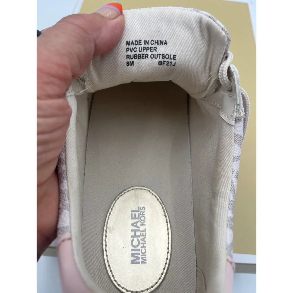 Michael Kors Poppy Lace Up Paris Girl Print Sneakers Vanilla Multi 49S2POFS2B 8M